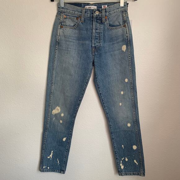 NWT RE/DONE Originals Double Needle Crop Jeans in Bleach